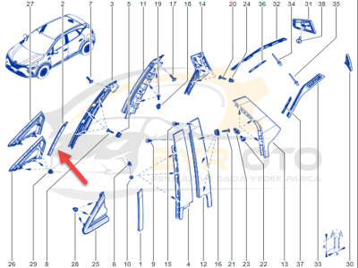 SAĞ CAM DİREK BAKALİTİ (PARLAK SİYAH) CAPTUR